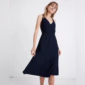 Madewell Cross-back Midi Dress Navy sz 4